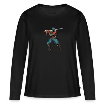 Samurai Katana Sword - Women's Premium Organic Long Sleeve Shirt - black - Front - Julia (174cm)