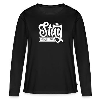 Stay paw friendly - Women's Premium Organic Long Sleeve Shirt - black - Front - Julia (174cm)