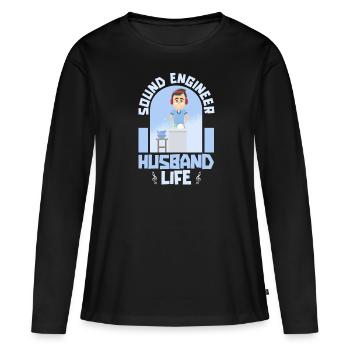 Ingénieur du son Ingénieur du son mari - T-shirt manches longues Premium bio Femme - noir - Devant - Julia (174cm)