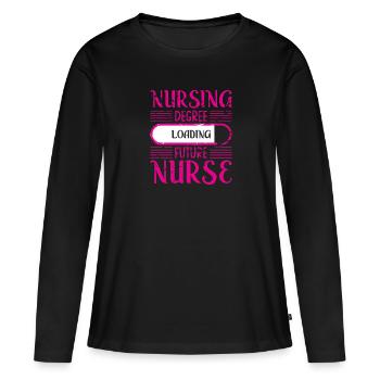 Krankenpflegediplom Laden - Frauen Premium Bio Langarmshirt - Schwarz - Vorne - Julia (174cm)