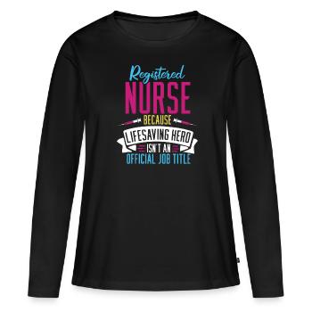 Infirmier - T-shirt manches longues Premium bio Femme - noir - Devant - Julia (174cm)