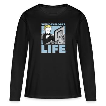 Web Developer Web Developer Web Developer - Women's Premium Organic Long Sleeve Shirt - black - Front - Julia (174cm)