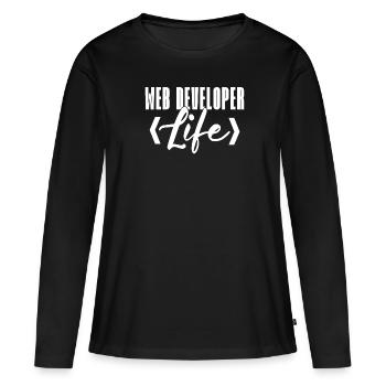 Développeur Web Développeur Web Développeur Web - T-shirt manches longues Premium bio Femme - noir - Devant - Julia (174cm)