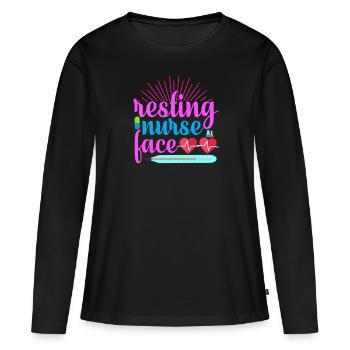 INFIRMIÈRE Infirmière - T-shirt manches longues Premium bio Femme - noir - Devant - Julia (174cm)