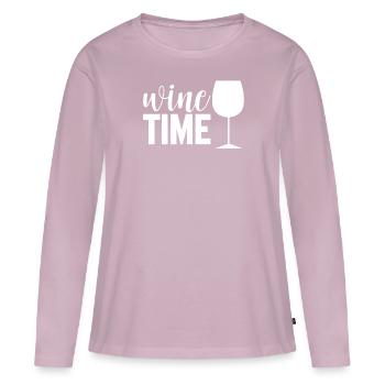 L’heure du vin - T-shirt manches longues Premium bio Femme - rose poudré - Devant - Julia (174cm)