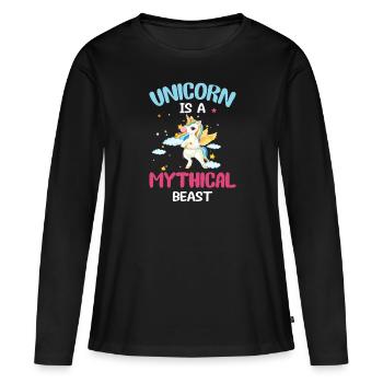 Einhorn Fabelwesen Unicorn - Frauen Premium Bio Langarmshirt - Schwarz - Vorne - Julia (174cm)