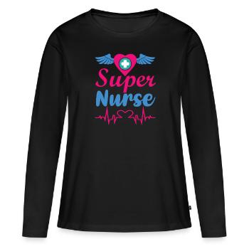 INFIRMIÈRE Infirmière - T-shirt manches longues Premium bio Femme - noir - Devant - Julia (174cm)