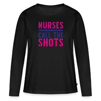 INFIRMIÈRE Infirmière - T-shirt manches longues Premium bio Femme - noir - Devant - Julia (174cm)