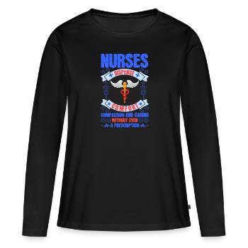 INFIRMIÈRE Les infirmières réconfortent la compassion - T-shirt manches longues Premium bio Femme - noir - Devant - Julia (174cm)