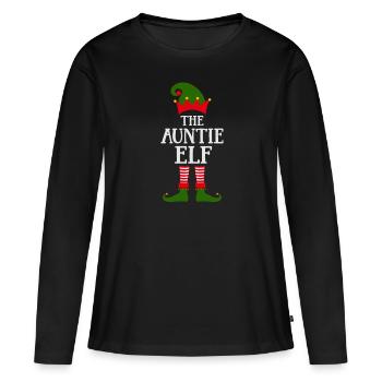 Le modèle norvégien Tante-Elfe-Elfe - T-shirt manches longues Premium bio Femme - noir - Devant - Julia (174cm)