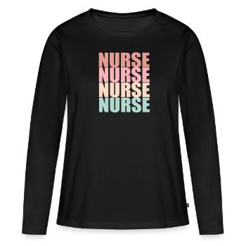 INFIRMIÈRE Infirmière - T-shirt manches longues Premium bio Femme - noir - Devant - Julia (174cm)