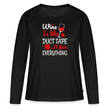 Le vin est comme du ruban adhésif - T-shirt manches longues Premium bio Femme - noir - Devant - Julia (174cm)
