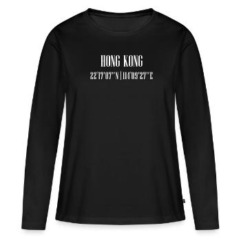 Coordonnées de la ville - T-shirt manches longues Premium bio Femme - noir - Devant - Julia (174cm)