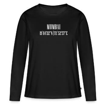 Coordonnées de la ville - T-shirt manches longues Premium bio Femme - noir - Devant - Julia (174cm)