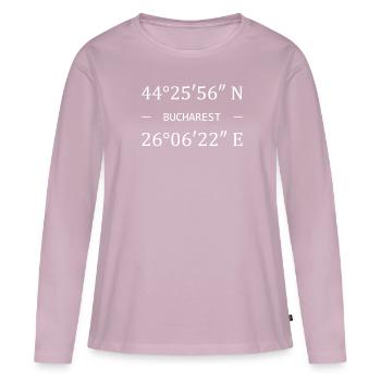Stadt Koordinaten - Frauen Premium Bio Langarmshirt - Altrosa - Vorne - Julia (174cm)