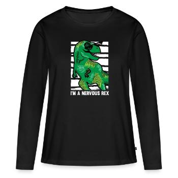 Dinosaurier Erwachsener Dinosaurier - Frauen Premium Bio Langarmshirt - Schwarz - Vorne - Julia (174cm)