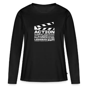 Kameramann Klappe Kamermann - Frauen Premium Bio Langarmshirt - Schwarz - Vorne - Julia (174cm)