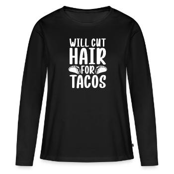 Coiffeur Coiffeur Coiffeur - T-shirt manches longues Premium bio Femme - noir - Devant - Julia (174cm)
