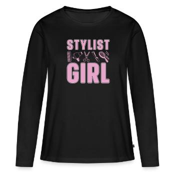 Coiffeur Coiffeur Coiffeur - T-shirt manches longues Premium bio Femme - noir - Devant - Julia (174cm)