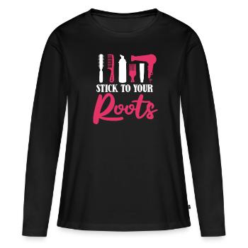 Coiffeur Coiffeur Coiffeur - T-shirt manches longues Premium bio Femme - noir - Devant - Julia (174cm)