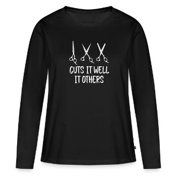 Coiffeur Coiffeur Coiffeur - T-shirt manches longues Premium bio Femme - noir - Devant - Julia (174cm)