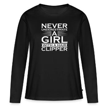 Coiffeur Coiffeur Coiffeur - T-shirt manches longues Premium bio Femme - noir - Devant - Julia (174cm)