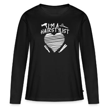 Coiffeur Coiffeur Coiffeur - T-shirt manches longues Premium bio Femme - noir - Devant - Julia (174cm)