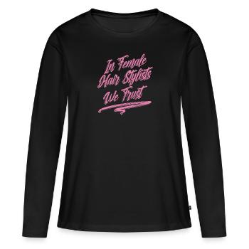 Coiffeur Coiffeur Coiffeur - T-shirt manches longues Premium bio Femme - noir - Devant - Julia (174cm)