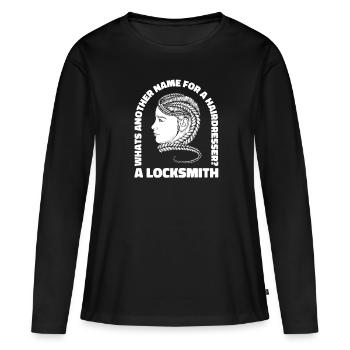 Coiffeur Coiffeur Coiffeur - T-shirt manches longues Premium bio Femme - noir - Devant - Julia (174cm)