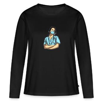 Infirmier - T-shirt manches longues Premium bio Femme - noir - Devant - Julia (174cm)
