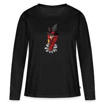 Action de grâce - T-shirt manches longues Premium bio Femme - noir - Devant - Julia (174cm)