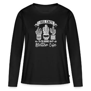 Cactus Jardin Cactus - T-shirt manches longues Premium bio Femme - noir - Devant - Julia (174cm)