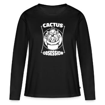 Cactus Jardin Cactus - T-shirt manches longues Premium bio Femme - noir - Devant - Julia (174cm)