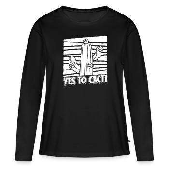 Cactus Jardin Cactus - T-shirt manches longues Premium bio Femme - noir - Devant - Julia (174cm)