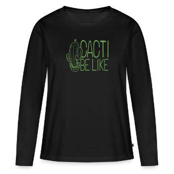 Cactus Jardin Cactus - T-shirt manches longues Premium bio Femme - noir - Devant - Julia (174cm)