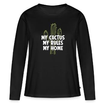 Cactus Jardin Cactus - T-shirt manches longues Premium bio Femme - noir - Devant - Julia (174cm)