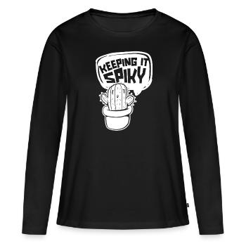 Cactus Jardin Cactus - T-shirt manches longues Premium bio Femme - noir - Devant - Julia (174cm)