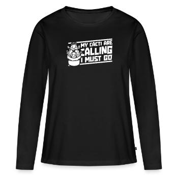 Cactus Jardin Cactus - T-shirt manches longues Premium bio Femme - noir - Devant - Julia (174cm)