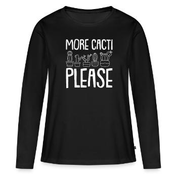 Cactus Jardin Cactus - T-shirt manches longues Premium bio Femme - noir - Devant - Julia (174cm)