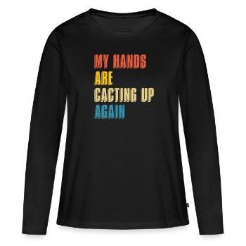 Cactus Jardin Cactus - T-shirt manches longues Premium bio Femme - noir - Devant - Julia (174cm)