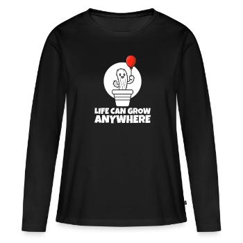 Cactus Jardin Cactus - T-shirt manches longues Premium bio Femme - noir - Devant - Julia (174cm)