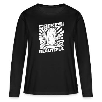 Cactus Jardin Cactus - T-shirt manches longues Premium bio Femme - noir - Devant - Julia (174cm)