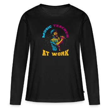 Professeur de musique Professeur de musique Professeur de musique - T-shirt manches longues Premium bio Femme - noir - Devant - Julia (174cm)