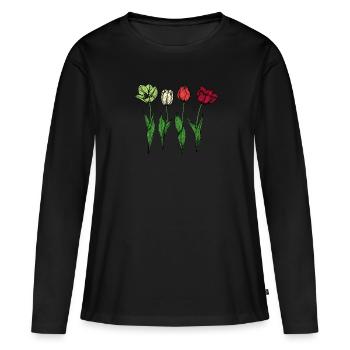 Tulipes Tulipes - T-shirt manches longues Premium bio Femme - noir - Devant - Julia (174cm)
