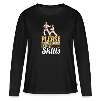 Taekwondo Taekwondo Mama - T-shirt manches longues Premium bio Femme - noir - Devant - Julia (174cm)