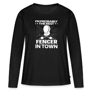 Fechten Fechter Witzig - Frauen Premium Bio Langarmshirt - Schwarz - Vorne - Julia (174cm)
