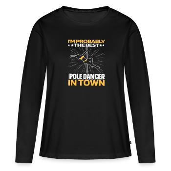 Pole Dancing Drôle - T-shirt manches longues Premium bio Femme - noir - Devant - Julia (174cm)