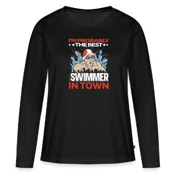 Nageurs nageurs drôles - T-shirt manches longues Premium bio Femme - noir - Devant - Julia (174cm)