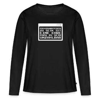 Programmeur Codeur développeur - T-shirt manches longues Premium bio Femme - noir - Devant - Julia (174cm)