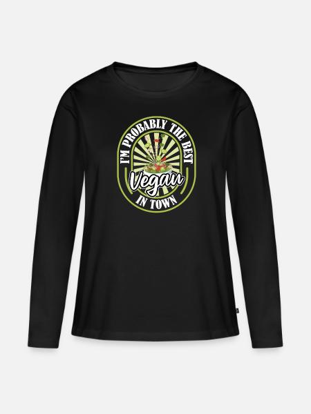 Vegan Veganer Witzig - Frauen Premium Bio Langarmshirt - Schwarz